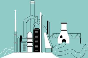 abstract urban factory in graphic line style vector