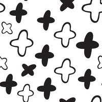 seamless pattern with simple crosses in hand drawn style vector