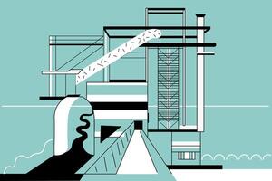 graphic abstract composition urban factory vector