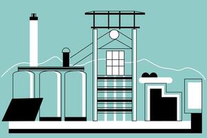 factory in retro futurism style vector
