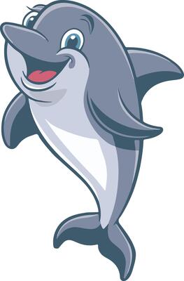 Dolphin funny cartoon art illustration