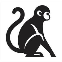 Simple Flat Monkey Icon Silhouette Design On White Background vector