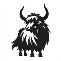 Simple Flat Yak Icon Silhouette Design On White Background vector