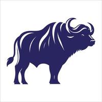 Silhouette of realistic african buffalo in isolate on a white background vector