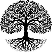 A tree with roots and leaves vector