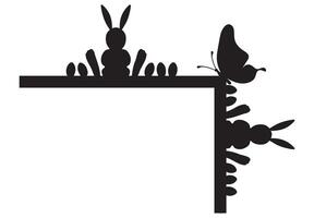 easter bunny with butterfly laser cut door corner vector