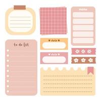 Aesthetic bullet journal element. Cute paper notes daily planner and to do list. Scrapbook memo illustration vector