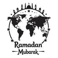 Ramadan Mubarak World Map vector