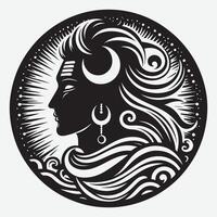 The face of lord shiva in a circular shape vector