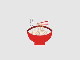 This image features a steaming bowl of noodles vector