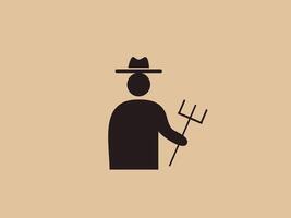 This image features a silhouette of a person wearing a hat and holding a pitchfork vector