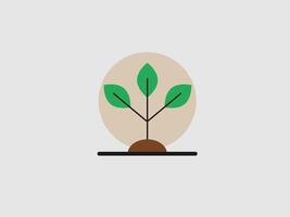 This image features a minimalist illustration of a plant growing from a small mound of earth vector