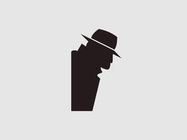 This image depicts a silhouette of a detective figure vector