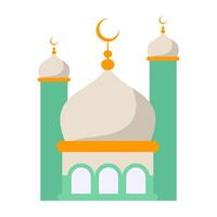 Key Ramadan Item like Mosque, Crescent, Dates, and Prayer Beads. vector