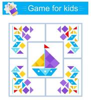 Educational logical game for children. Need to find the correct set of shapes. Preschool worksheet. vector