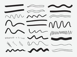 Hand Drawn Zigzag and Wavy Line Silhouette Set. Wavy Line Silhouette Set. vector
