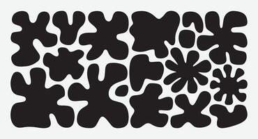 Black Fluid Abstract Shapes. Organic Blob Shape Collection. vector