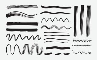 Sketchy Decorative Line Silhouettes for Design. Hand-Drawn Zigzag and Wavy Line Silhouette Set. vector