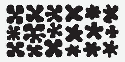 Irregular Ink Splash Elements. Abstract Black Ink Blobs Set. vector