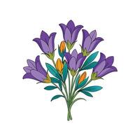 Bright Gentian Flowers Bouquet Design vector