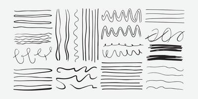 Hand Drawn Zigzag and Wavy Line Silhouette Set. vector