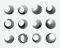 Geometric Circular Swirl Design Set. Abstract Round Swirl and Loop Set. Abstract Spiral and Swirl Vectors Collection.