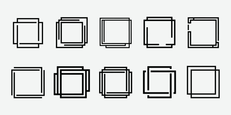 Modern Geometric Square Frames. Geometric Frame Patterns. Creative Geometric Square Shapes.