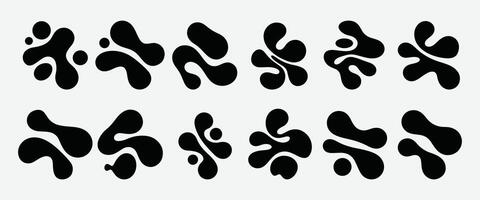 Organic Fluid Silhouette Shapes Pack. Flowing Fluid Silhouette Design Elements. Abstract Fluid Shape Collection. vector