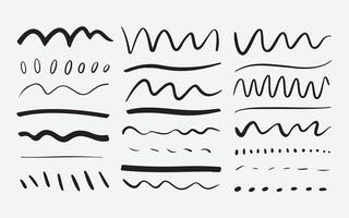 Hand Drawn Zigzag and Wavy Line Silhouette Set. Abstract Doodle Lines and Scribbles Pack. vector