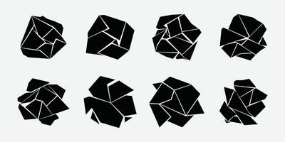 Irregular Polygon Silhouette Design Pack. Abstract Polygonal Shape Silhouette Set. Modern Polygonal Rock Shape Vectors. vector