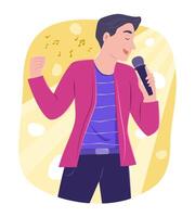 Singer Man Singing a Song for Concert Performance and Entertainment Concept Illustration vector