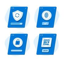 Set of Online Security on Mobile Application Interface for Cyber Security Concept Illustration vector