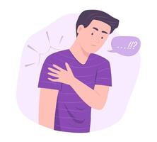 Man Suffering from Shoulder Pain for Physical Symptom and Healthcare Concept Illustration vector