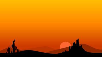 sunset at the desert with gradient sky vector