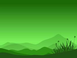 mountain range landscape with green gradient sky for nature background vector