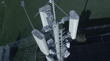 5G Communication Antenna Tower Sending Mobile Phone Data Signal Wireless Transmitting video