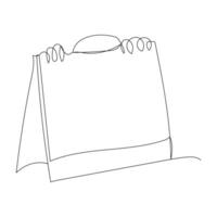 Table calendar icon continuous one line drawing vector