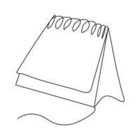 Table calendar single line art, continuous one line drawing vector