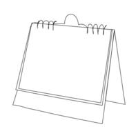 Table calendar, spiral notepad blank template in doodle style. vector