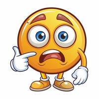 emoticon character with finger up and pointing at somethin white backgroundg vector