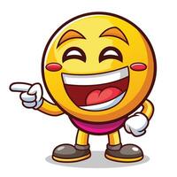 emoji character pointing at something white background vector