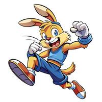 a cartoon rabbit running with outstretched white background vector