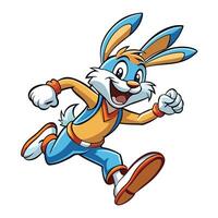 cartoon rabbit running white background vector