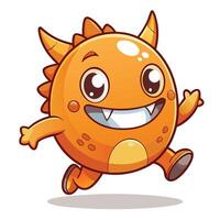 a cartoon orange monster running with mouth open white background vector