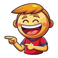 cartoon boy pointing at something with his right hand white background vector