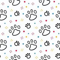 seamless pattern with paw and dots white background vector