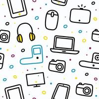 a seamless pattern various electronic devices white background vector