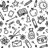 school supplies and objects in a doodle style white background vector