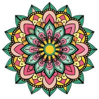 a colorful flower design with circular pattern white background vector