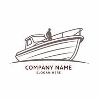 a boat logo with a man on it white background vector